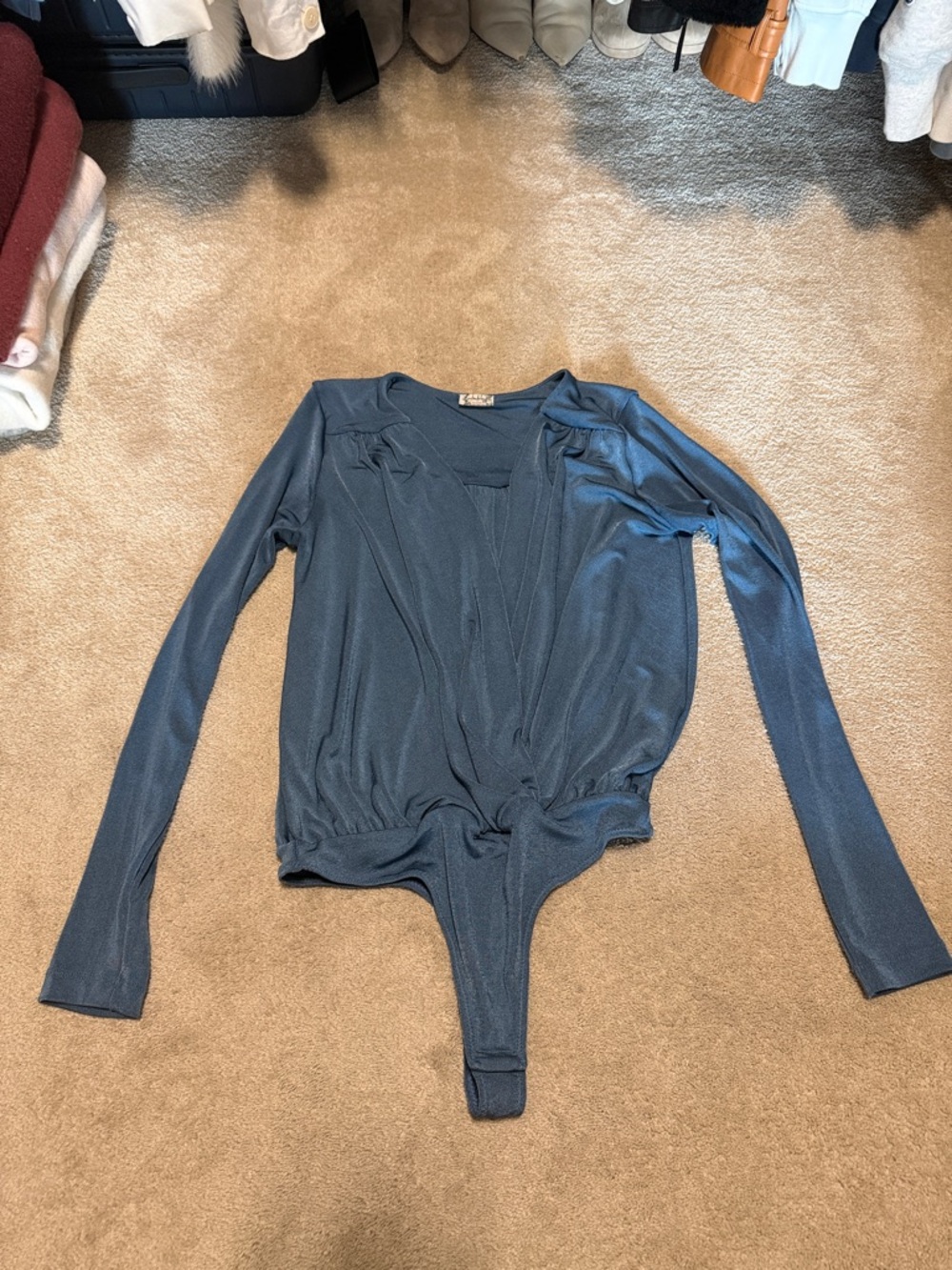 Free people Blue Long Sleeve Bodysuit